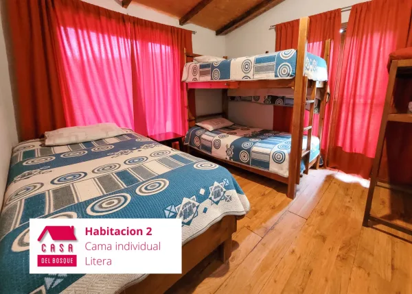 Habitación 2, con cama individual y litera