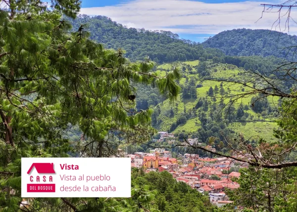 Vista al pueblo de Pinal de Amoles desde la cabaña